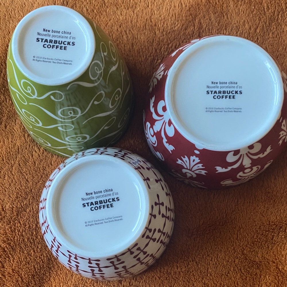 Starbucks Ceramic Bowls - Green, Red, White